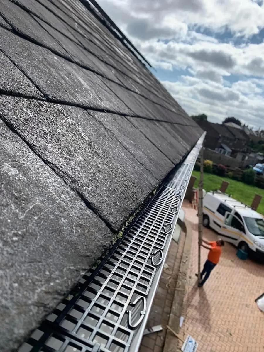 Gutter guard fitted on a slate roof in Torpoint